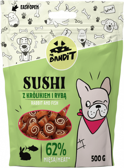Mr. Bandit SUSHI rabbit & fish - деликатесно лакомство със заешко и риба за кучета