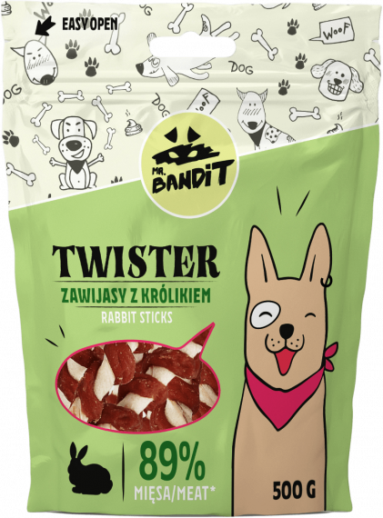 Mr. Bandit TWISTER rabbit sticks - деликатесно лакомство със заешко за кучета