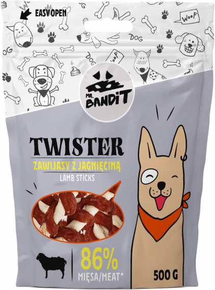 Mr. Bandit TWISTER lamb sticks - деликатесно лакомство с телешко за кучета