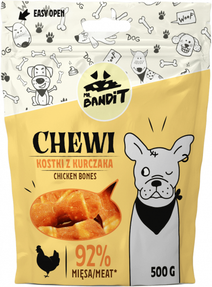 Mr. Bandit CHEWI chicken bones - деликатесно лакомство със заешко и патешко за кучета