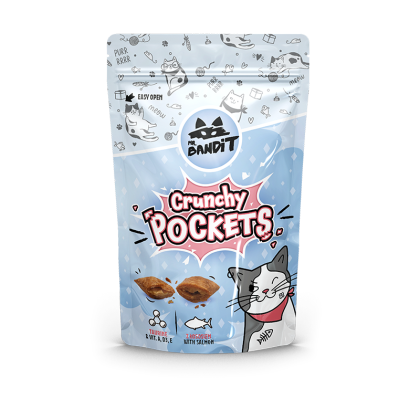 Mr. Bandit Crunchy Pockets salmon - хрупкави джобчета за котка с вкус на сьомга 40 гр.