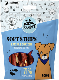Mr. Bandit SOFT STRIPS duck & cod - деликатесно лакомство с патешко и риба треска за кучета