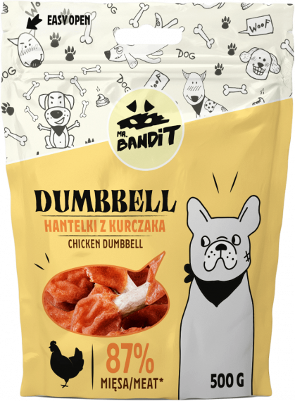 Mr. Bandit DUMBEL chicken - деликатесно лакомство с пилешко за кучета 500g