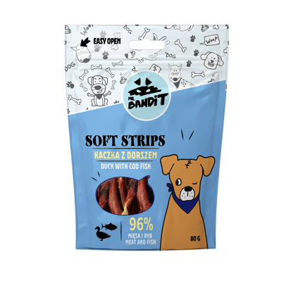 Mr. Bandit SOFT STRIPS 80g - деликатесно меко лакомство с пиле и треска за кучета