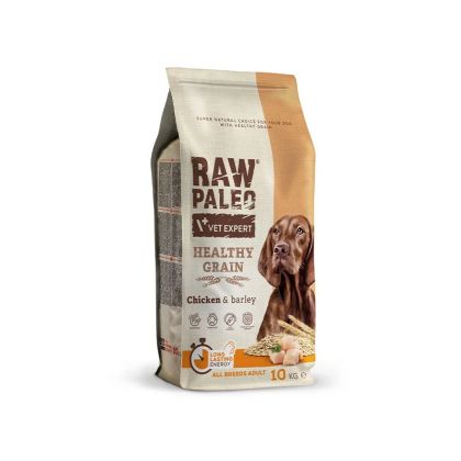 Raw Paleo Healthy Grain Adult Chicken - Пълноценна и балансирана суха храна за подрастващи кучета от всички породи с птиче месо и ечемик