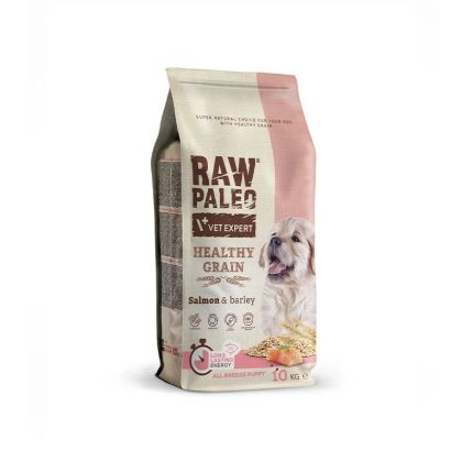 Raw Paleo Healthy Grain Puppy Salmon - Пълноценна и балансирана суха храна за подрастващи кучета от всички породи със сьомга и ечемик