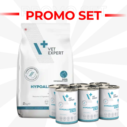 PROMO SET Vet Expert Hypoallergenic Ultra Dog 2kg + Hypoallergenic Ultra Can 6x400