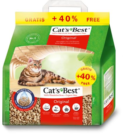 Cat’s Best Original 5+2L – Котешка тоалетна с активни дървесни влакна и технология ICS® за силно абсорбиране и ефективен контрол на миризмите.