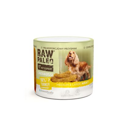 RAW PALEO Cabanossi Turkey Medium Large 100g - пълноценно лакомство с наденица за кучета