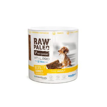 RAW PALEO Vital Pro Skin & Coat Turkey Mini 100g - хипоалергенно монопротеиново функционално лакомство