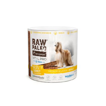 RAW PALEO Vital Pro Skin & Coat Turkey Medium Large 100g - хипоалергенно монопротеиново функционално лакомство
