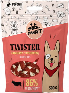 Mr. Bandit TWISTER beef sticks - деликатесно лакомство с телешко за кучета 500g