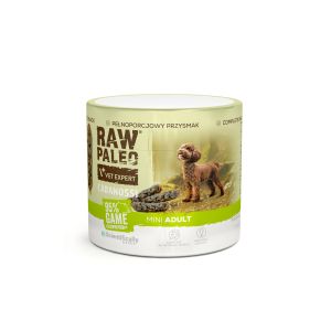 RAW PALEO Cabanosi Game Mini 100g - пълноценно лакомство с наденица за кучета
